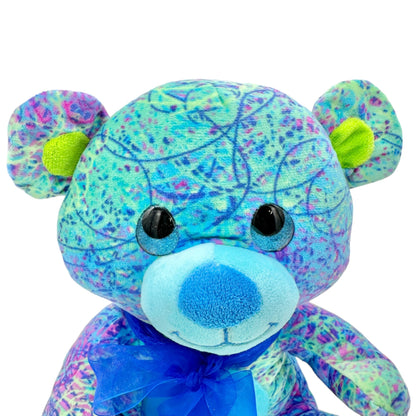 Fiesta Sitting Scribble Plush Bear Toy Blue Yellow Green Age 3+  11x10x7