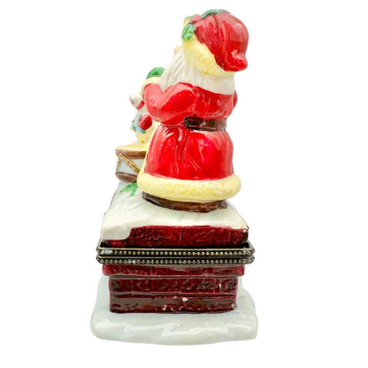 Kurt Adler Christmas Hinged Trinket Boxes Set of 3 Santas Ceramic Each Open