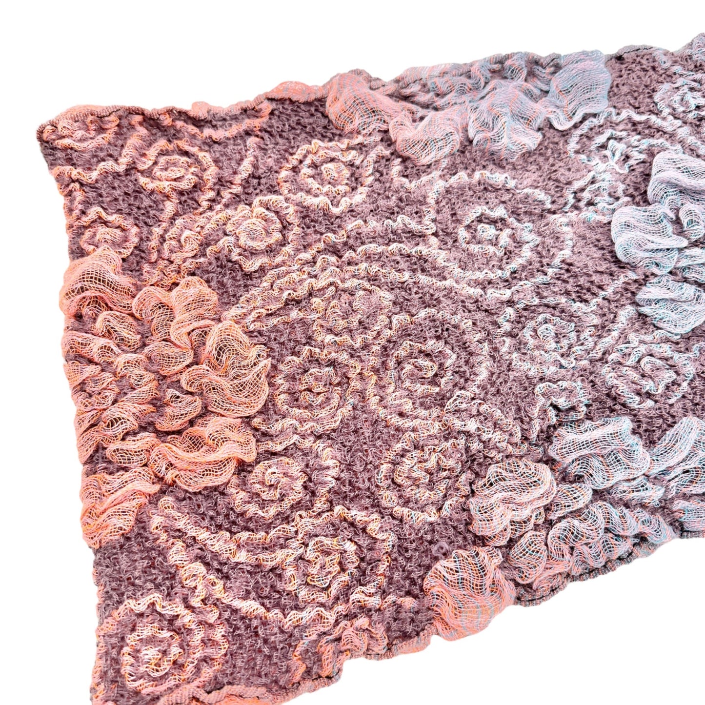 Scarf 82x13 Bamboo Fiber and Acrylic 3D Floral Effect Ombre Coloring Stretchy