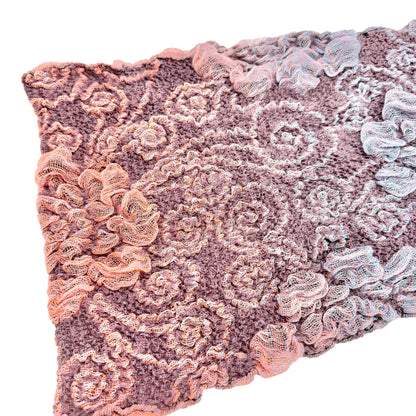 Scarf 82x13 Bamboo Fiber and Acrylic 3D Floral Effect Ombre Coloring Stretchy