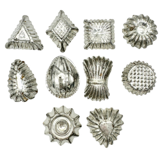 Vintage Tin Candy Molds Set Of 10 Decorative Shapes For Candy Making or Crafting