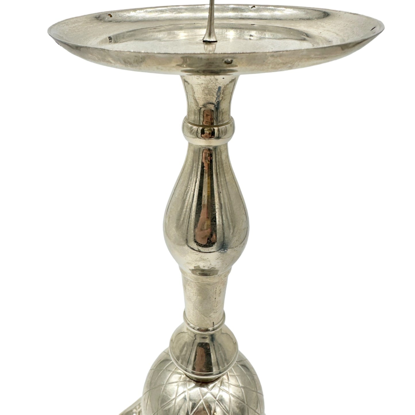 Vintage Silver-Plated Candle Holder With Ornate Design 11 in Tall