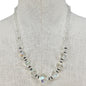 Handmade Necklace Clear Beads and Silvertone Accent Pieces 20" Long