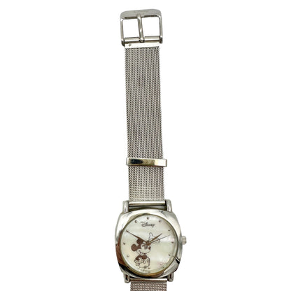 Disney Mickey Mouse Watch Stainless Steel Silver Metal Mesh Buckle Strap