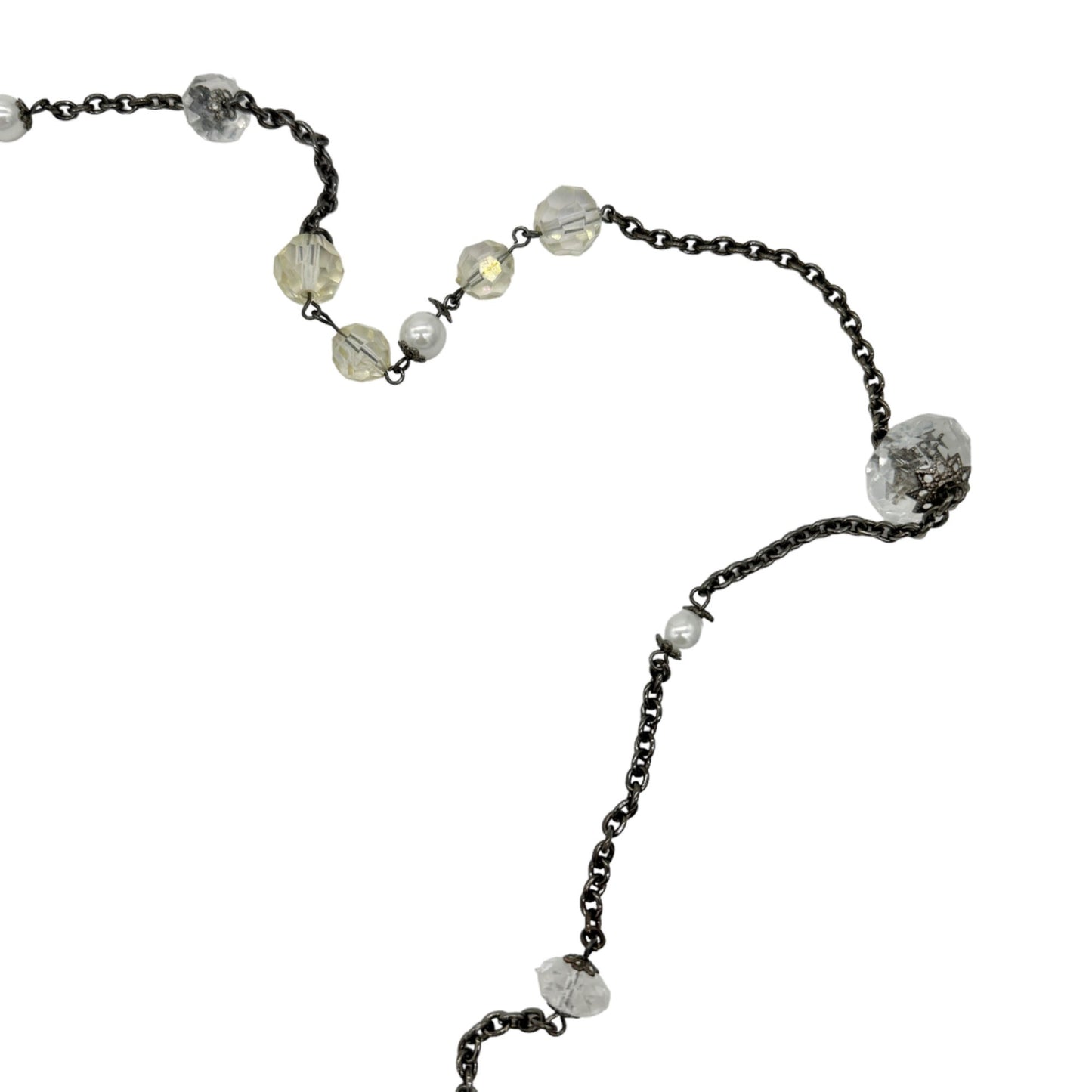 Necklace 30" Extra Long Glass & Metal Wear Multiple Ways Double Triple It