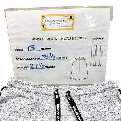 Justice Active Jogging Pants Youth 14 Gray Elastic Waist Draw String Volleyball