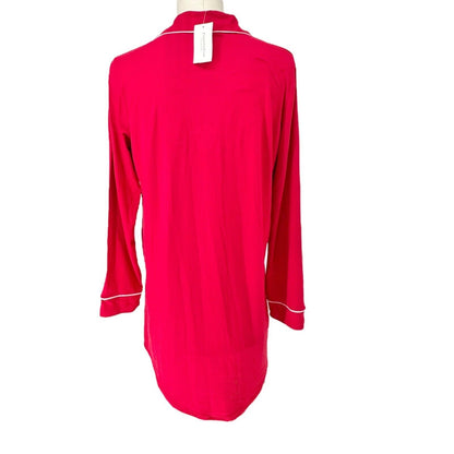 Charter Club Intimates Sleep Shirt Women's S Candy Red Believe LS Button NWT
