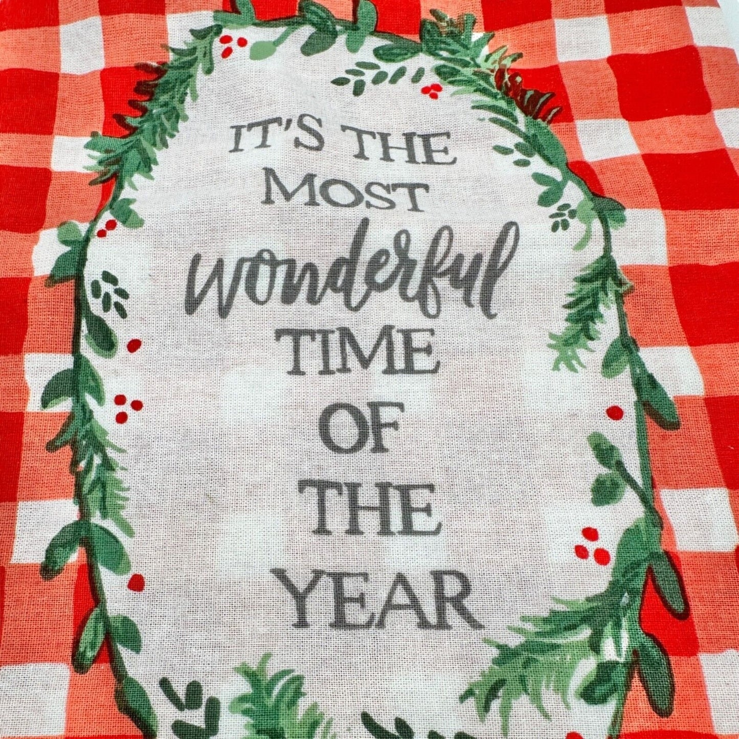 Primitives by Kathy Dish Towel Ornament Set Red White Most Wonderful NWT