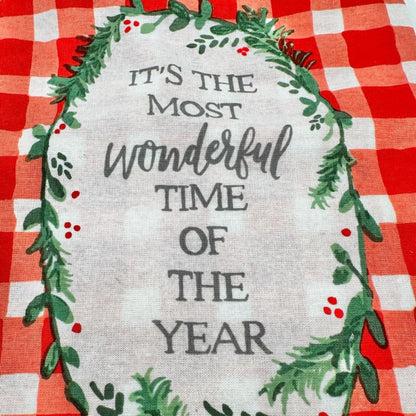 Primitives by Kathy Dish Towel Ornament Set Red White Most Wonderful NWT