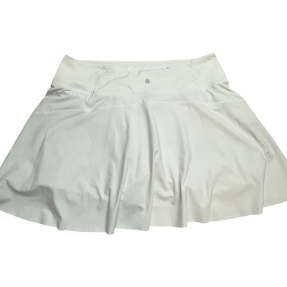 Athleta Ace Tennis Skort Womens XL White Poly Spandex Activewear Zip Pocket