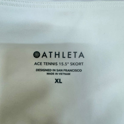 Athleta Ace Tennis Skort Womens XL White Poly Spandex Activewear Zip Pocket