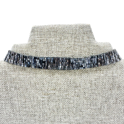 Robert Rose Black Bead Choker Necklace Adjustable To 14.5" Elegant Collar Design
