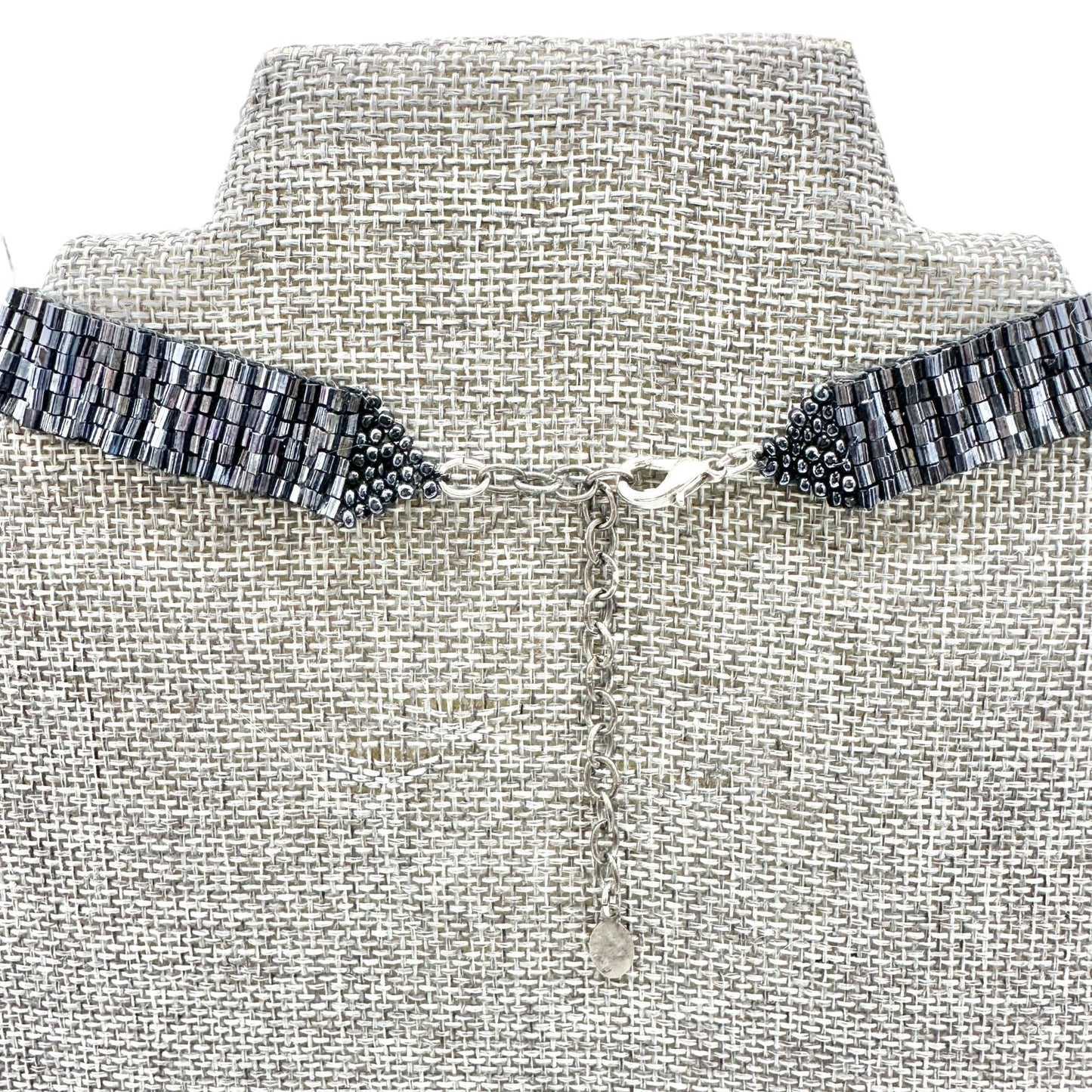 Robert Rose Black Bead Choker Necklace Adjustable To 14.5" Elegant Collar Design