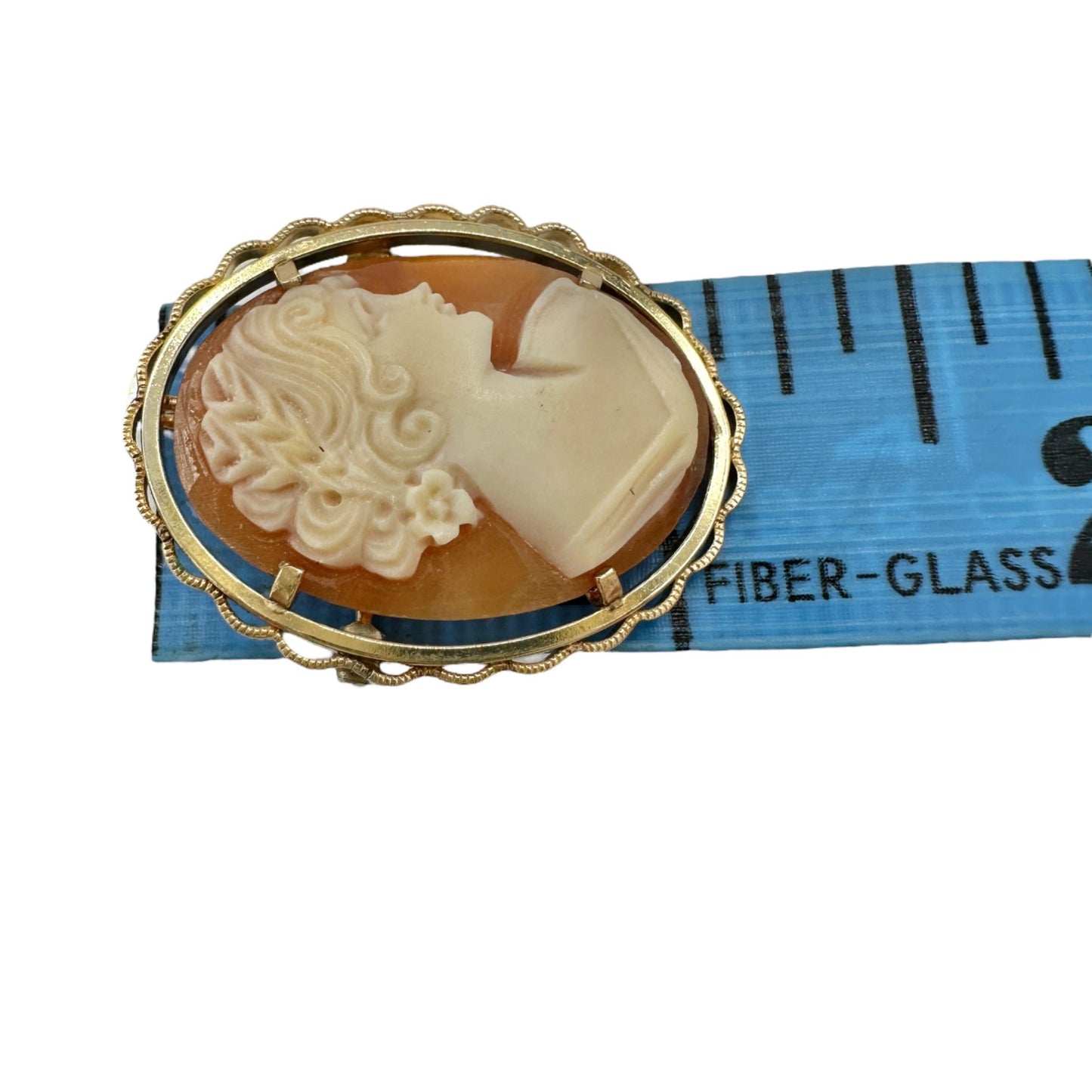 Vintage Shell Cameo Brooch or Pendant Oval Gold Tone Frame Dual Use Elegant