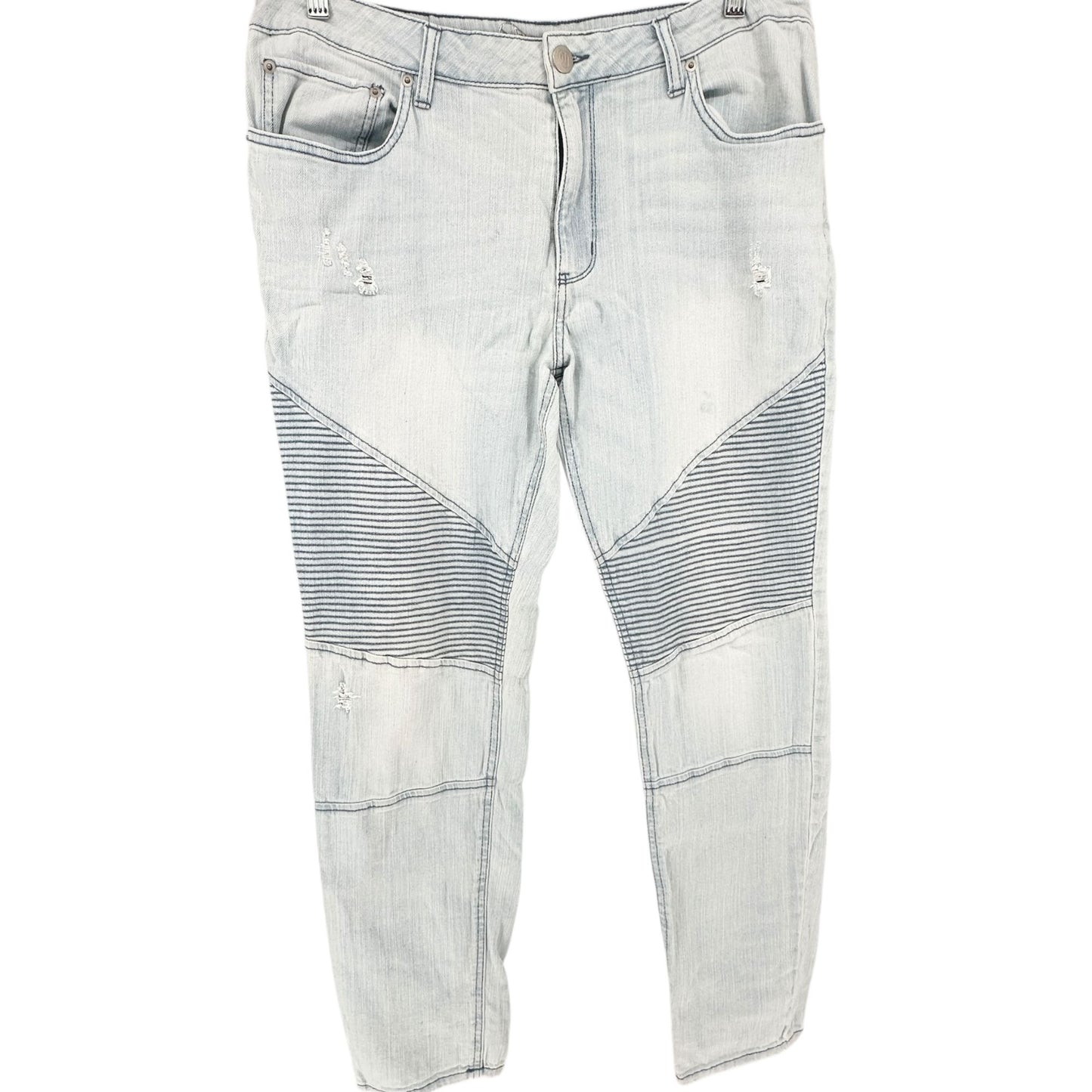 Original Use Jeans Mens 36 Light Wash Skinny Fit Distressed Detail Striped Panel