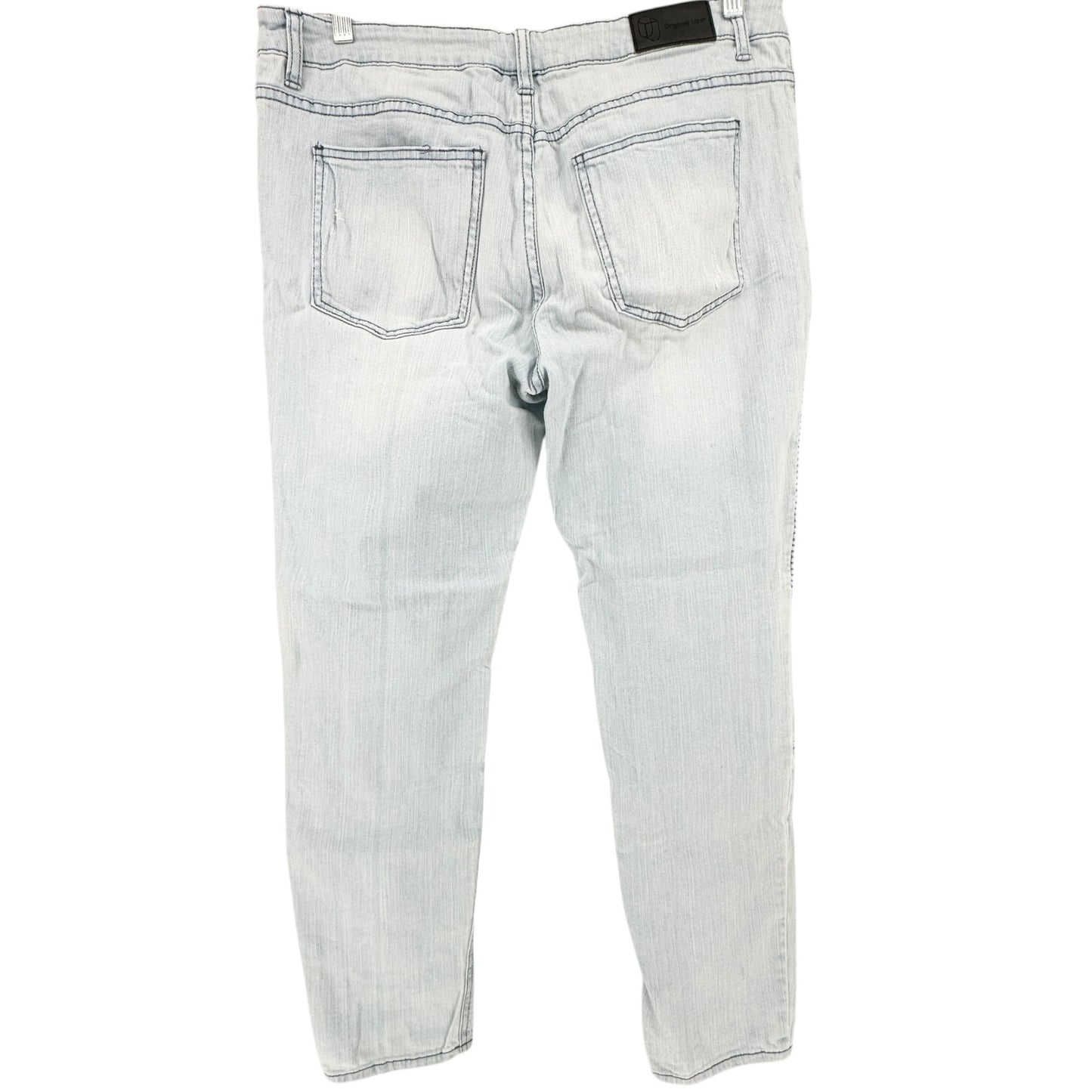 Original Use Jeans Mens 36 Light Wash Skinny Fit Distressed Detail Striped Panel