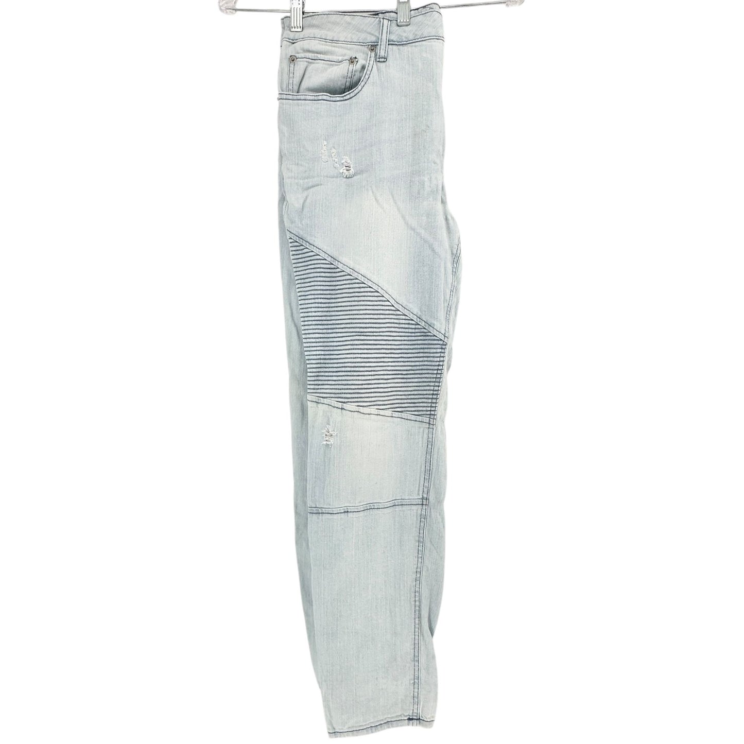 Original Use Jeans Mens 36 Light Wash Skinny Fit Distressed Detail Striped Panel