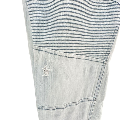 Original Use Jeans Mens 36 Light Wash Skinny Fit Distressed Detail Striped Panel