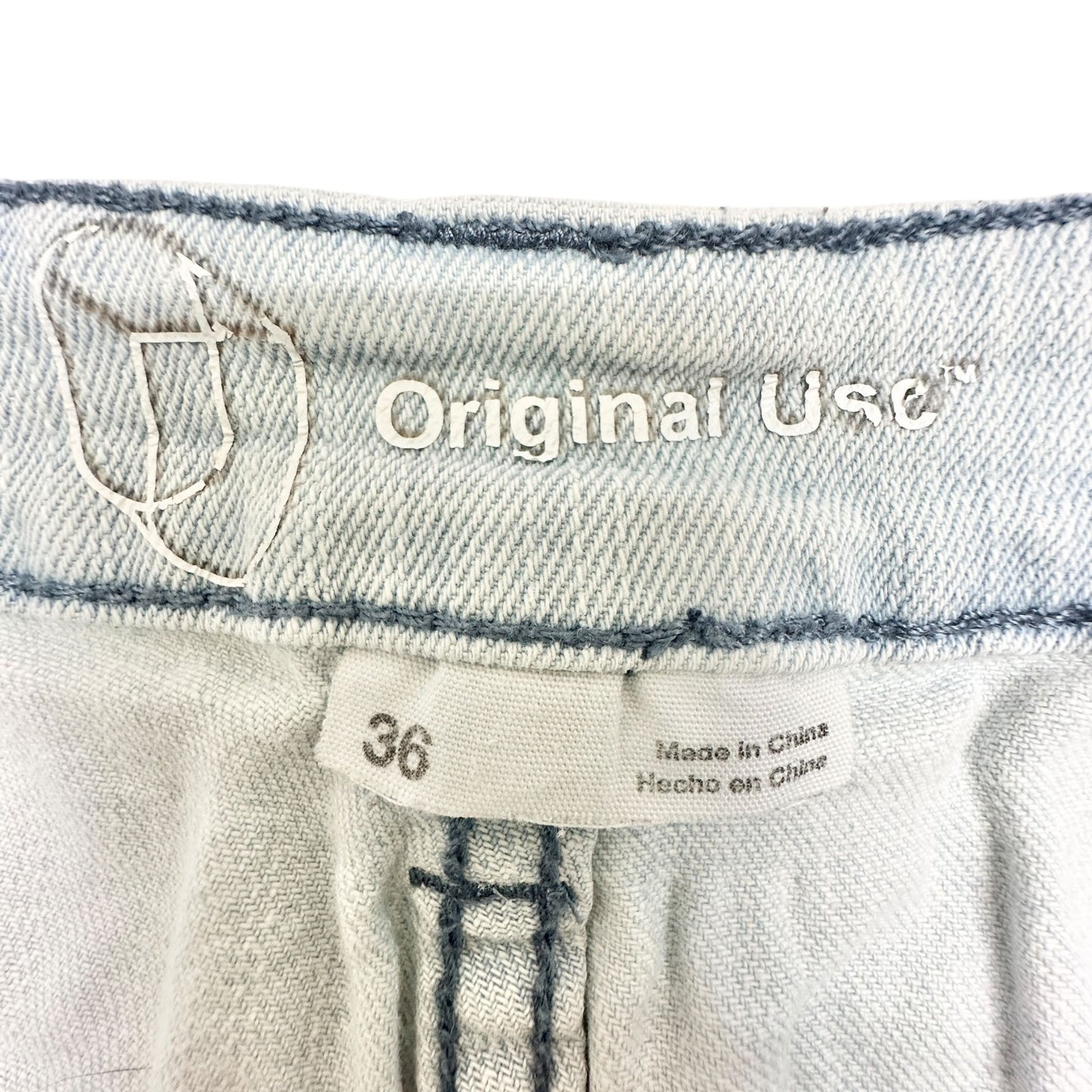 Original Use Jeans Mens 36 Light Wash Skinny Fit Distressed Detail Striped Panel