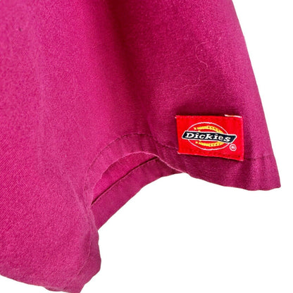 Dickies Women's Scrub Tops M Burgundy SS 5 Pockets V-neck Badge Holder