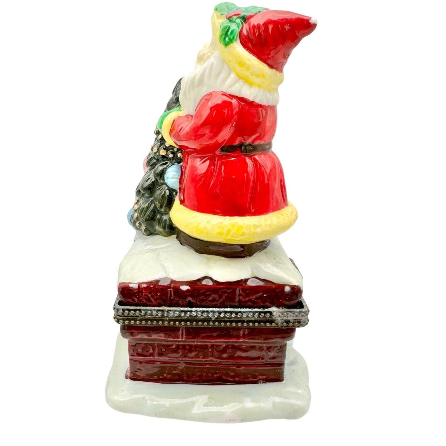 Kurt Adler Christmas Hinged Trinket Boxes Set of 3 Santas Ceramic Each Open