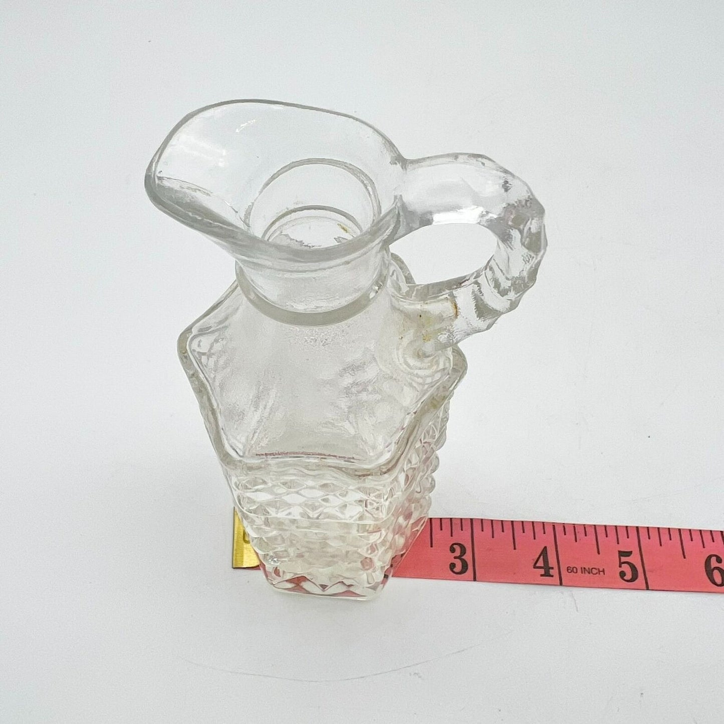 Vinegar Dispenser 7.5 x 2.5 Clear Glass Faceted Vintage