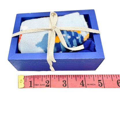 Primitives by Kathy Box Sign & Sock Set Sign 4.5 x3 inch Blue Just Keep Swimming