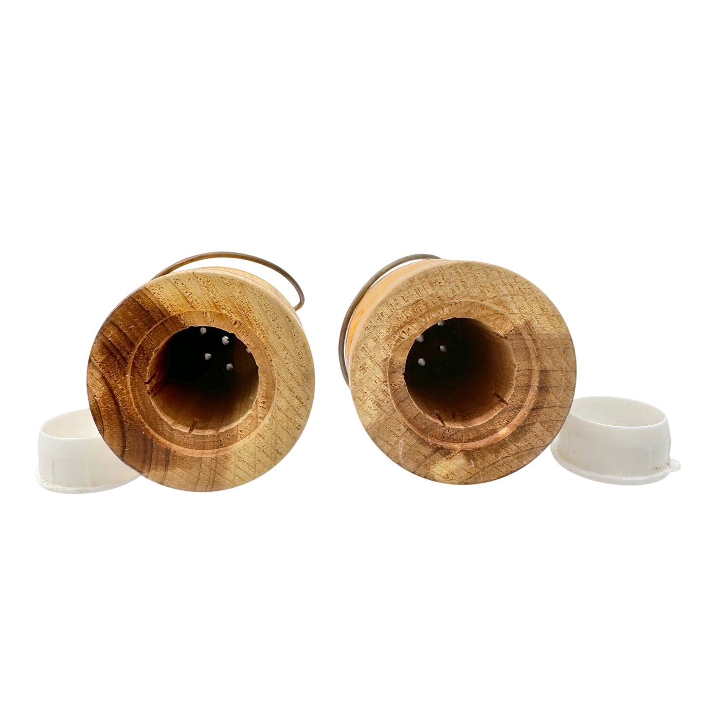 Wooden Oklahoma Salt and Pepper Shakers With Metal Handles Rustic Kitchen Decor