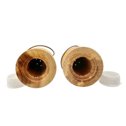 Wooden Oklahoma Salt and Pepper Shakers With Metal Handles Rustic Kitchen Decor