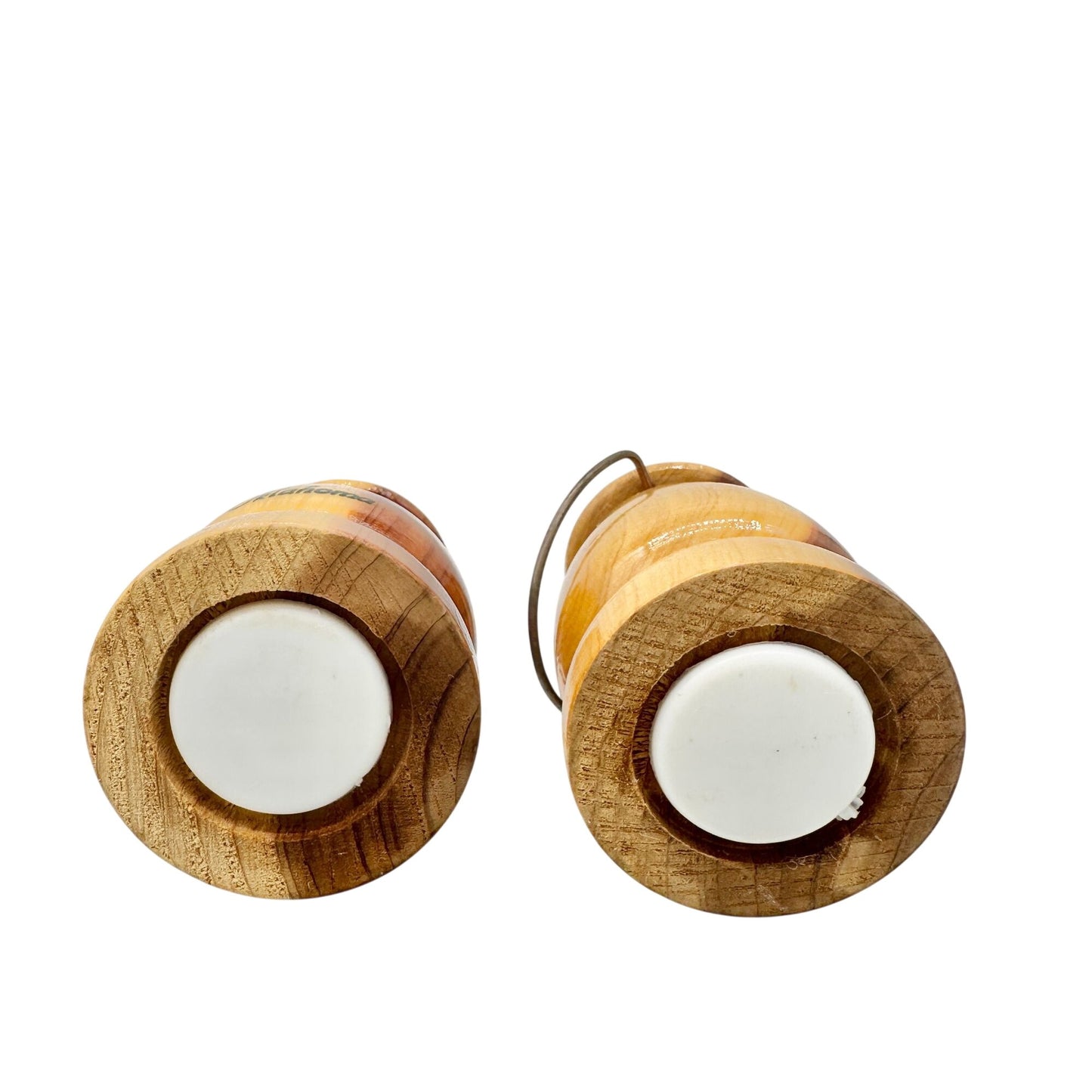 Wooden Oklahoma Salt and Pepper Shakers With Metal Handles Rustic Kitchen Decor