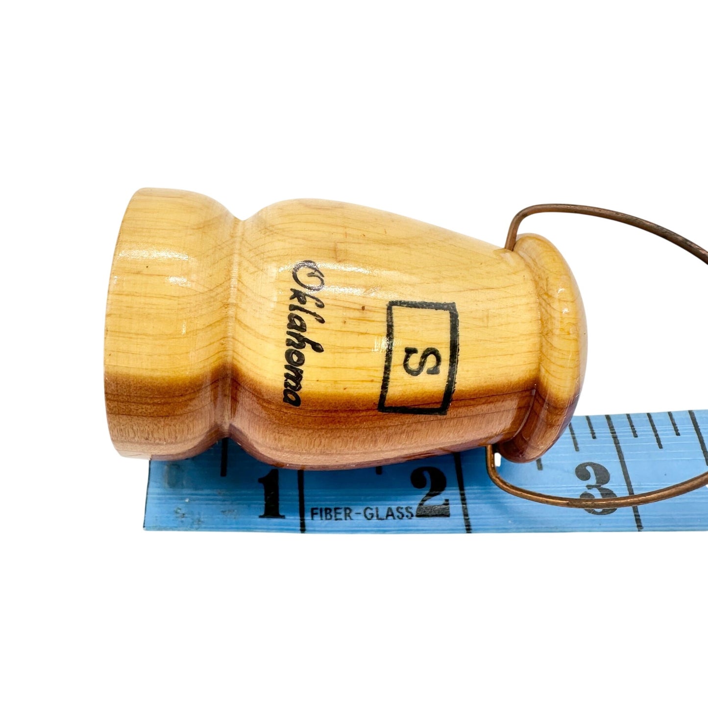 Wooden Oklahoma Salt and Pepper Shakers With Metal Handles Rustic Kitchen Decor