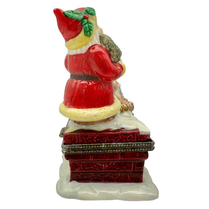 Kurt Adler Christmas Hinged Trinket Boxes Set of 3 Santas Ceramic Each Open