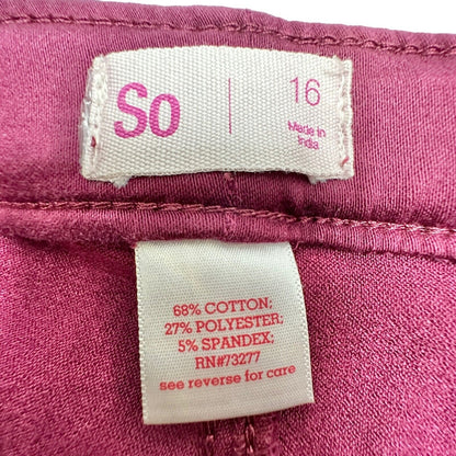 So Jegging Junior's 16 Maroon Pull On Adjustable Waist EUC