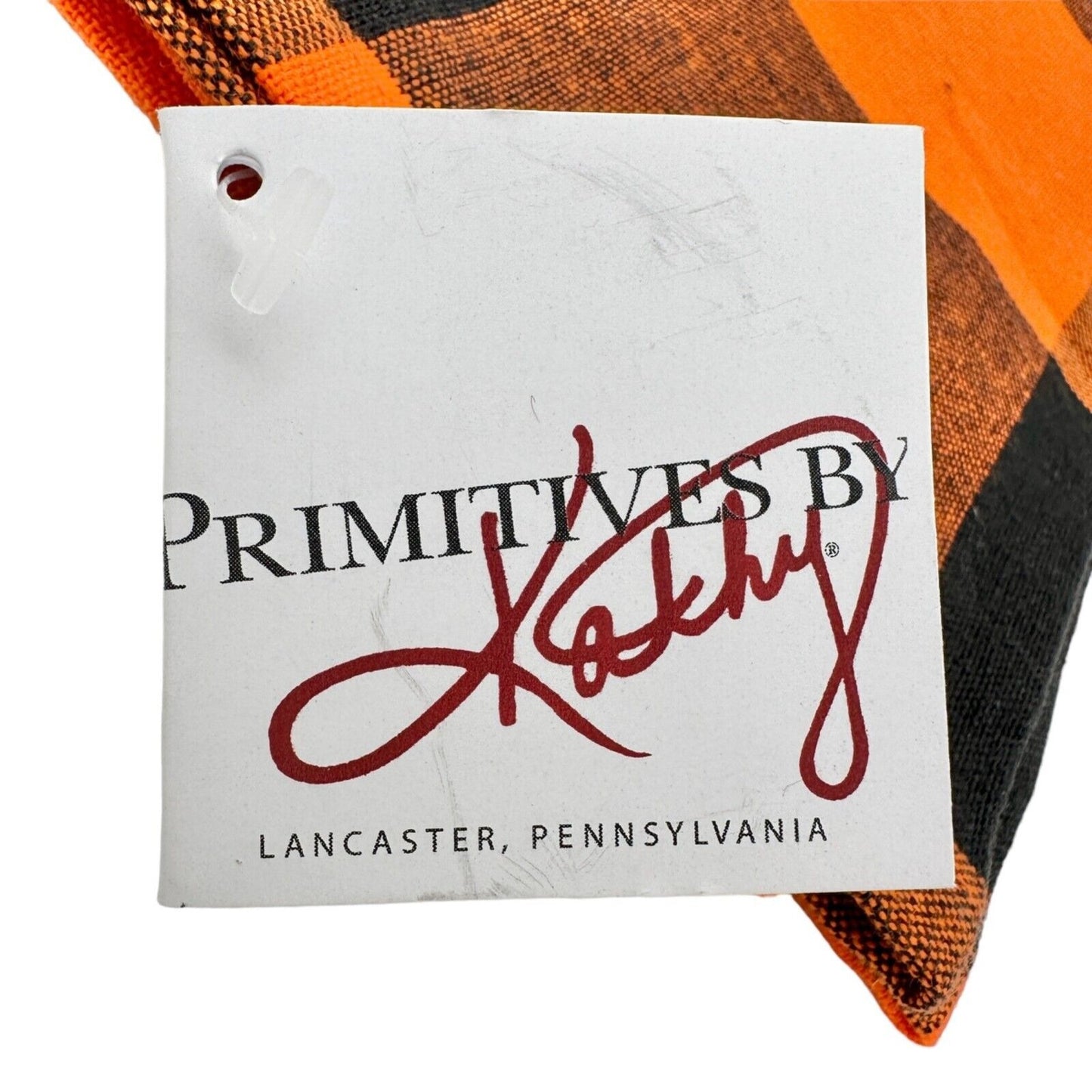 Primitives by Kathy Dish Towels 20x28 Orange Black Plaid Fall Halloween  NWT