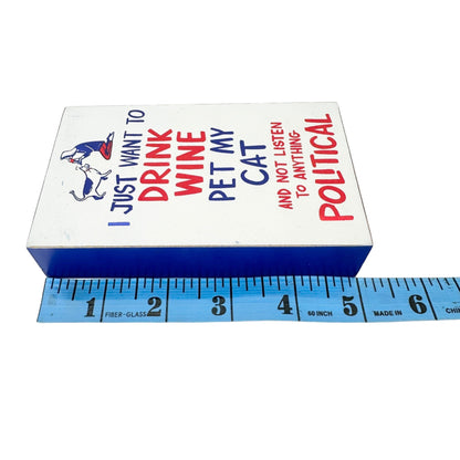 Patriotic Block Sign 5 x 3 x 1 Red White Blue Pet My Cat NWT