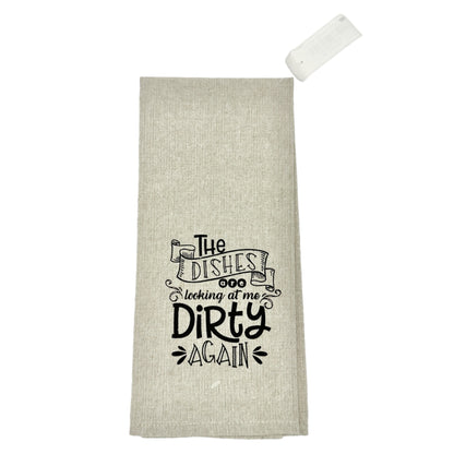 Set of 3 Dish Towels 25 x 15 White Tan Various Sayings Humorous NWT