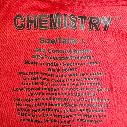 Chemistry Graphic T-Shirt L Red "I'm Just Here For The Food" SS Cotton Poly