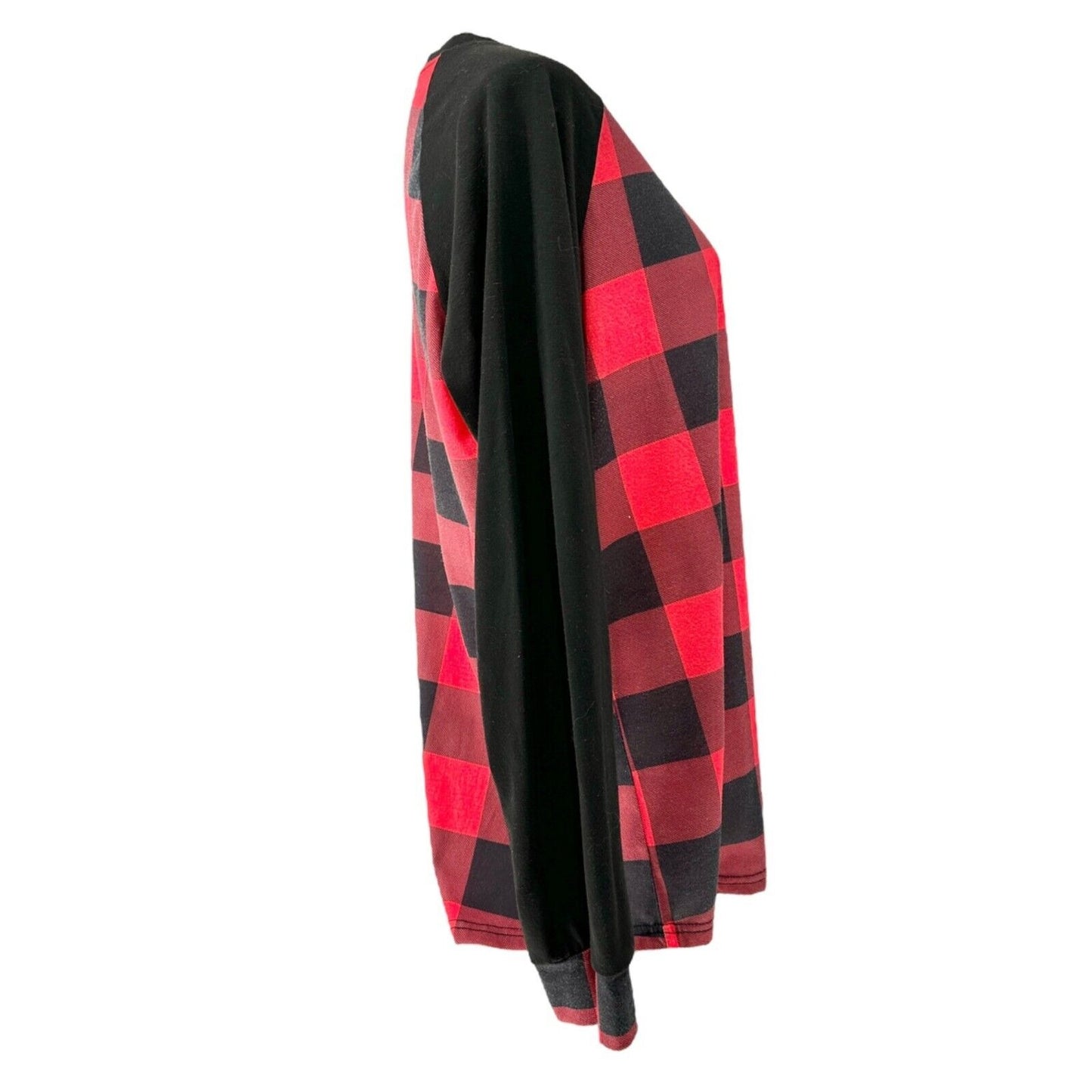 Shirt XL Red Buffalo Plaid Black Long Sleeve Crew Neck