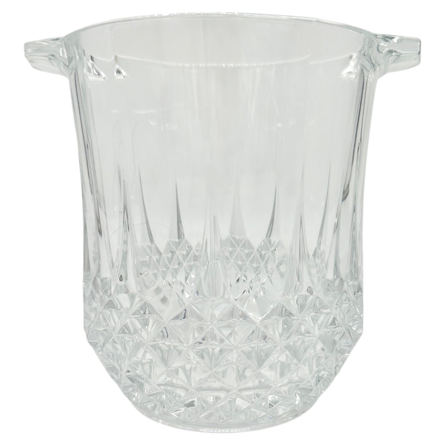 Lead Crystal Ice Bucket With Diamond Cut Pattern and Dual Handles Elegant