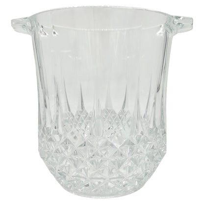 Lead Crystal Ice Bucket With Diamond Cut Pattern and Dual Handles Elegant