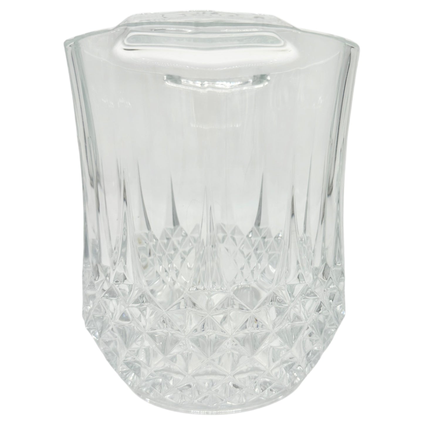 Lead Crystal Ice Bucket With Diamond Cut Pattern and Dual Handles Elegant