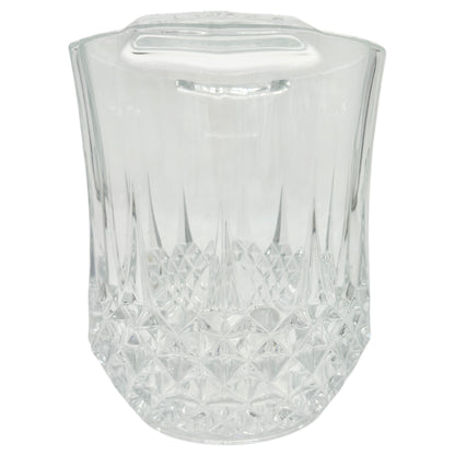 Lead Crystal Ice Bucket With Diamond Cut Pattern and Dual Handles Elegant
