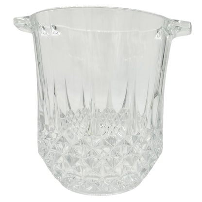 Lead Crystal Ice Bucket With Diamond Cut Pattern and Dual Handles Elegant