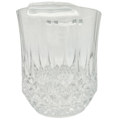 Lead Crystal Ice Bucket With Diamond Cut Pattern and Dual Handles Elegant