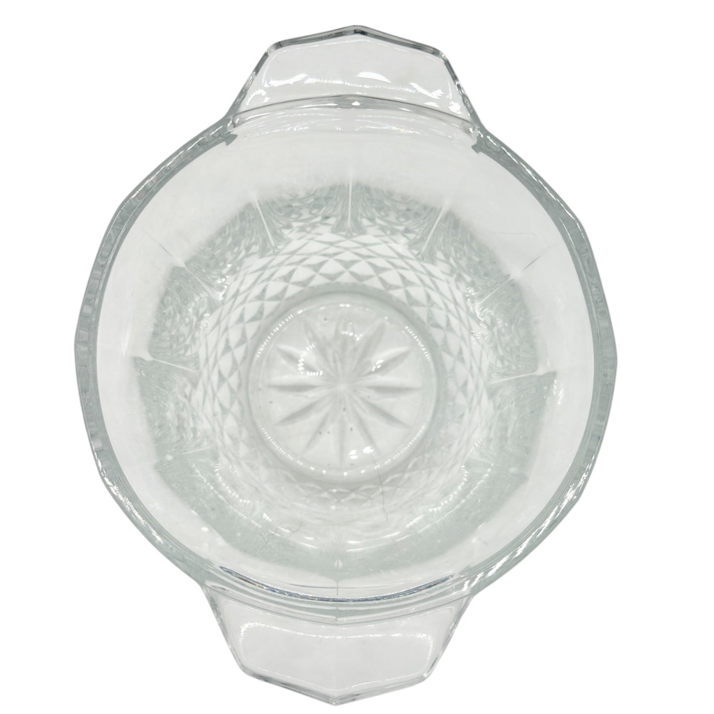 Lead Crystal Ice Bucket With Diamond Cut Pattern and Dual Handles Elegant