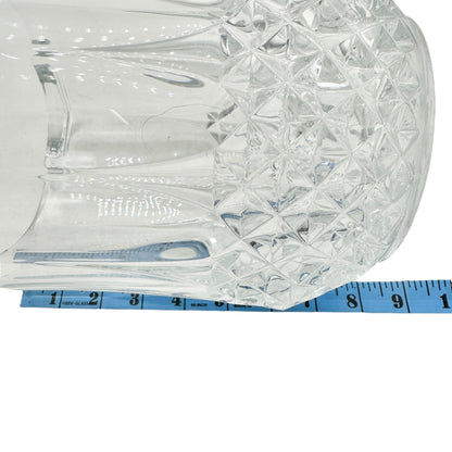 Lead Crystal Ice Bucket With Diamond Cut Pattern and Dual Handles Elegant