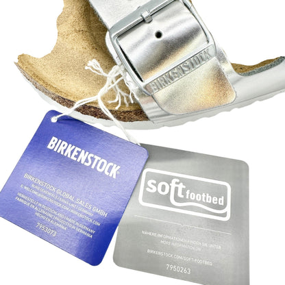 Birkenstock Arizona BS Silver Womens Sandals Size 38 Narrow Fit Soft Footbed 7US