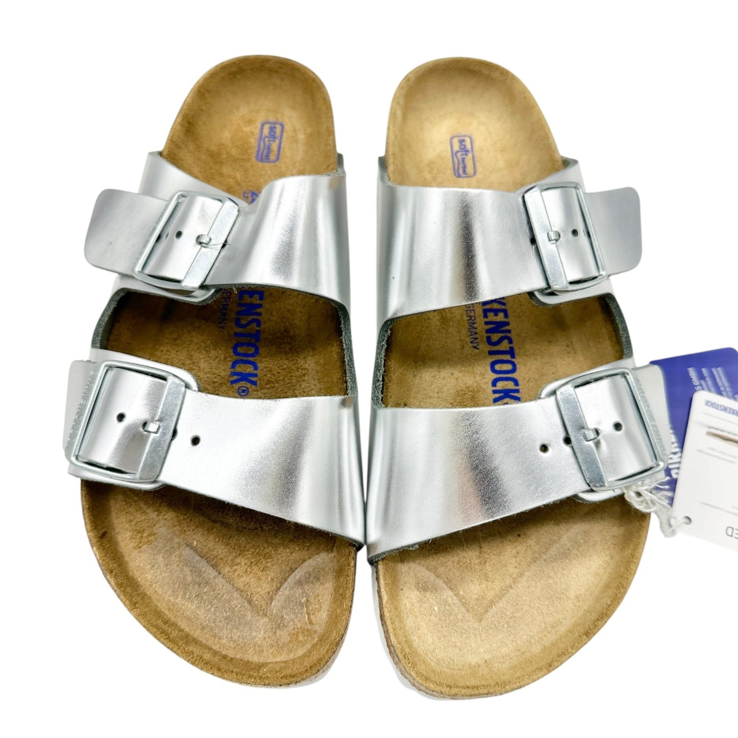 Birkenstock Arizona BS Silver Womens Sandals Size 38 Narrow Fit Soft Footbed 7US