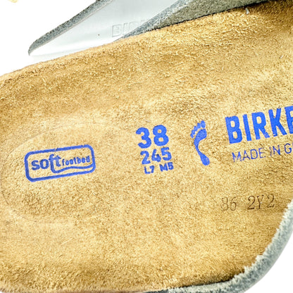 Birkenstock Arizona BS Silver Womens Sandals Size 38 Narrow Fit Soft Footbed 7US