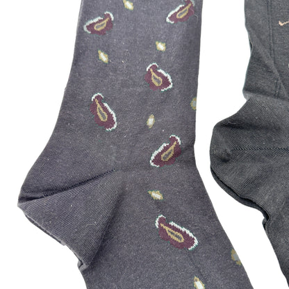 Mountain High Hosiery Socks Men's 10-13 TWO PAIRS Black Golfers and Paisley NWT